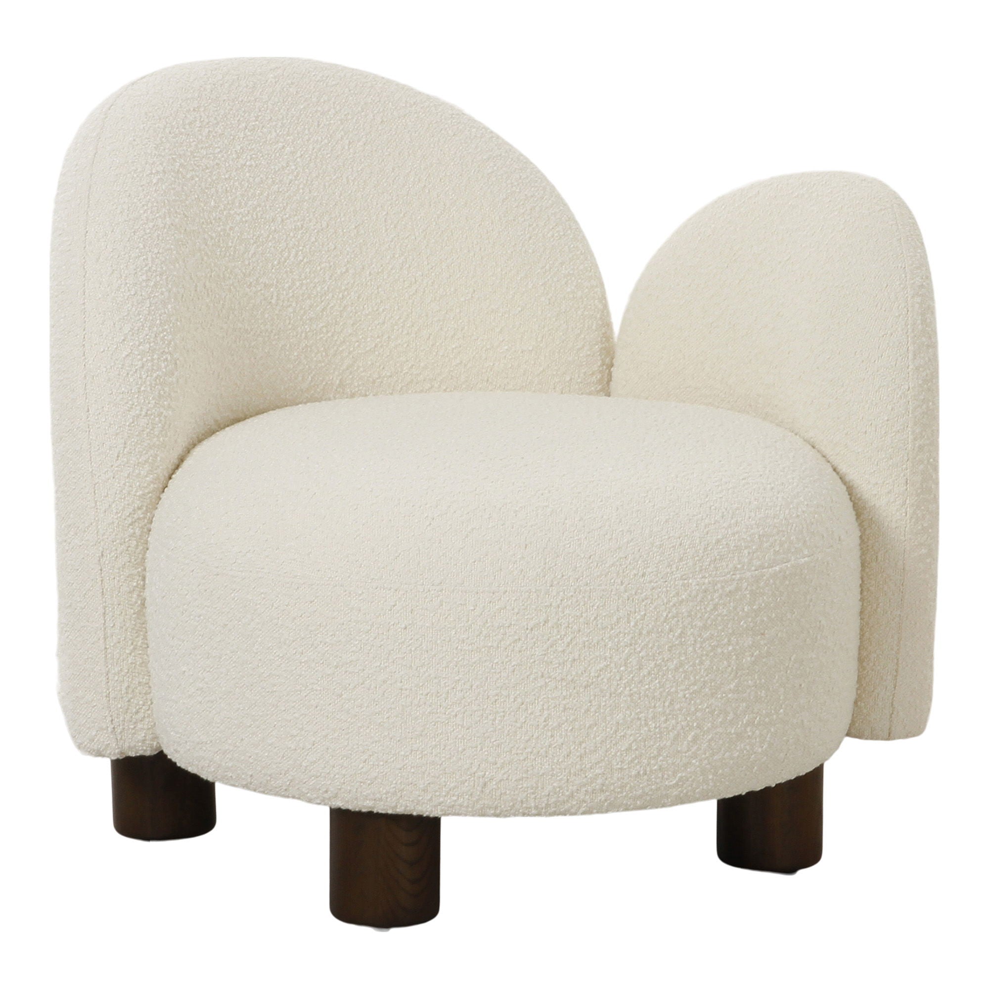 Honolulu - Loungesessel, Bouclé, rund, linksseitig, weiß, 74 × 82 × 73 cm